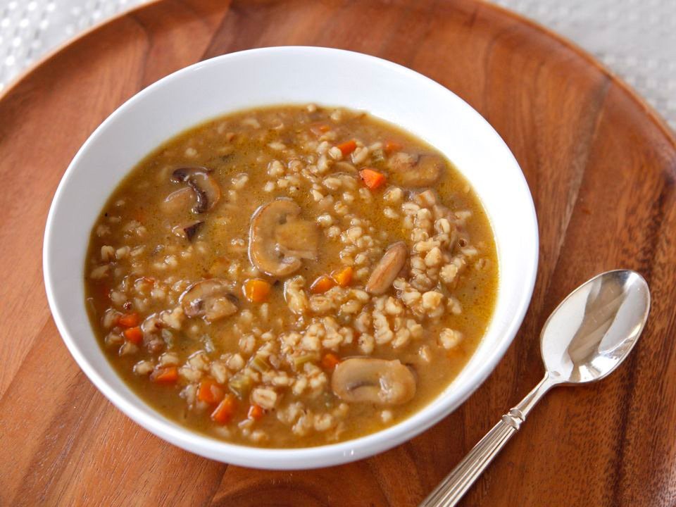 Mushroom Barley Soup - Robust and flavorful deli-style soup with chicken or vegetarian broth. Kosher, Jewish, healthy, comfort food, deli.