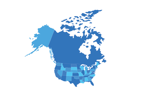 Graphic of North America shaded in blue