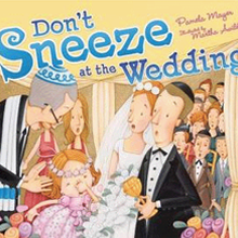 A girl sneezing at a wedding