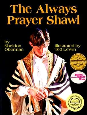 Book cover art for The Always Prayer Shawl. A boy looking lost in his thoughts, wears a Prayer Shawl around his shoulders.