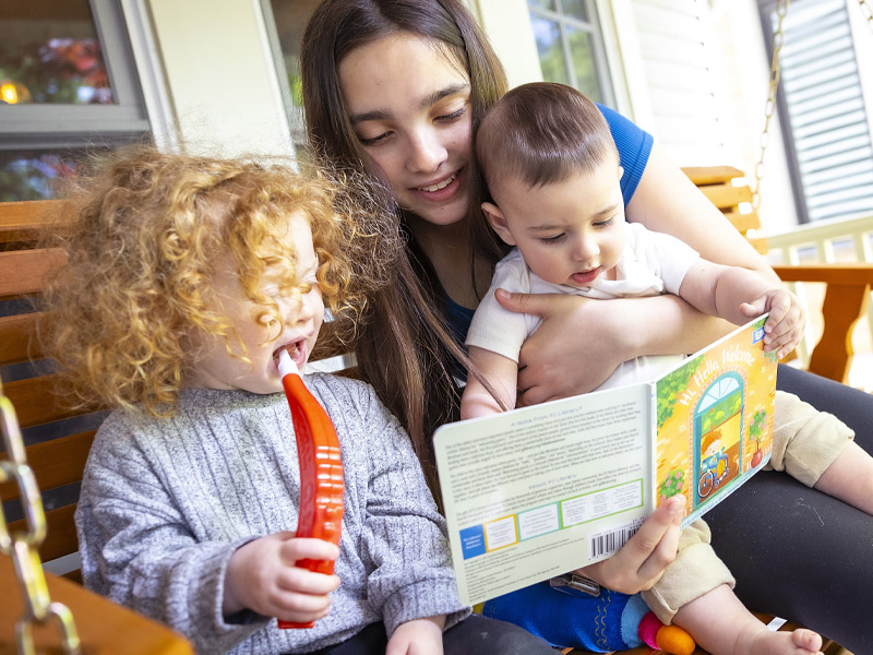 A father comforts his child