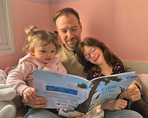 Father with two children
