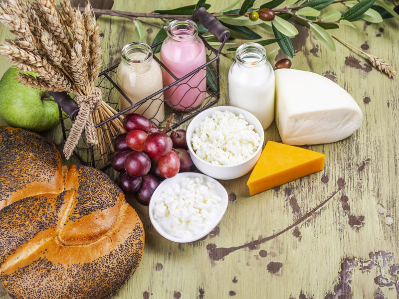 A selection of popular foods for Shavuot