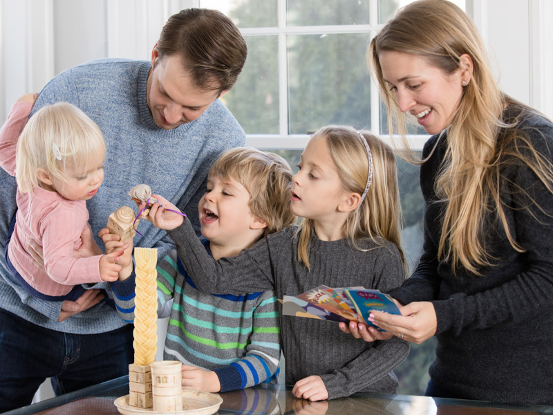 A family all together in their house