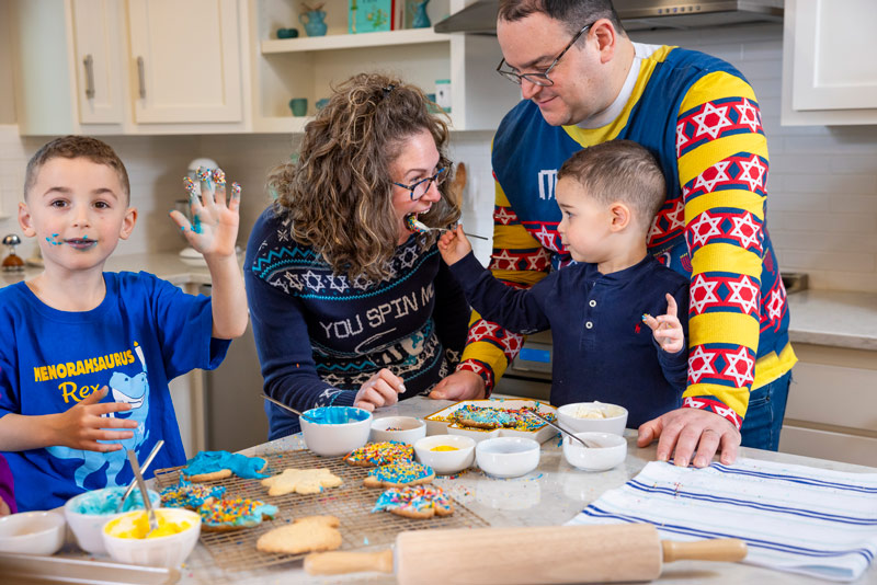 A family making cookies