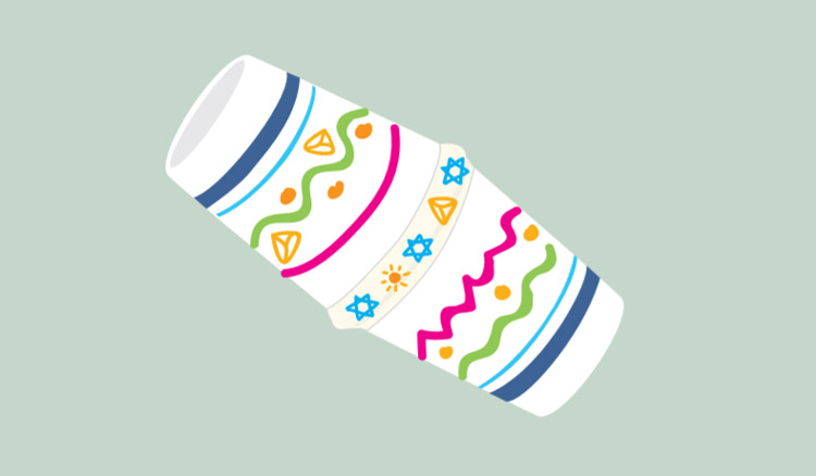 This is an image of a plastic cup grogger with fun designs on it.