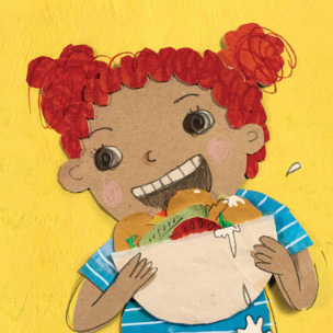 Graphic of a girl eating
