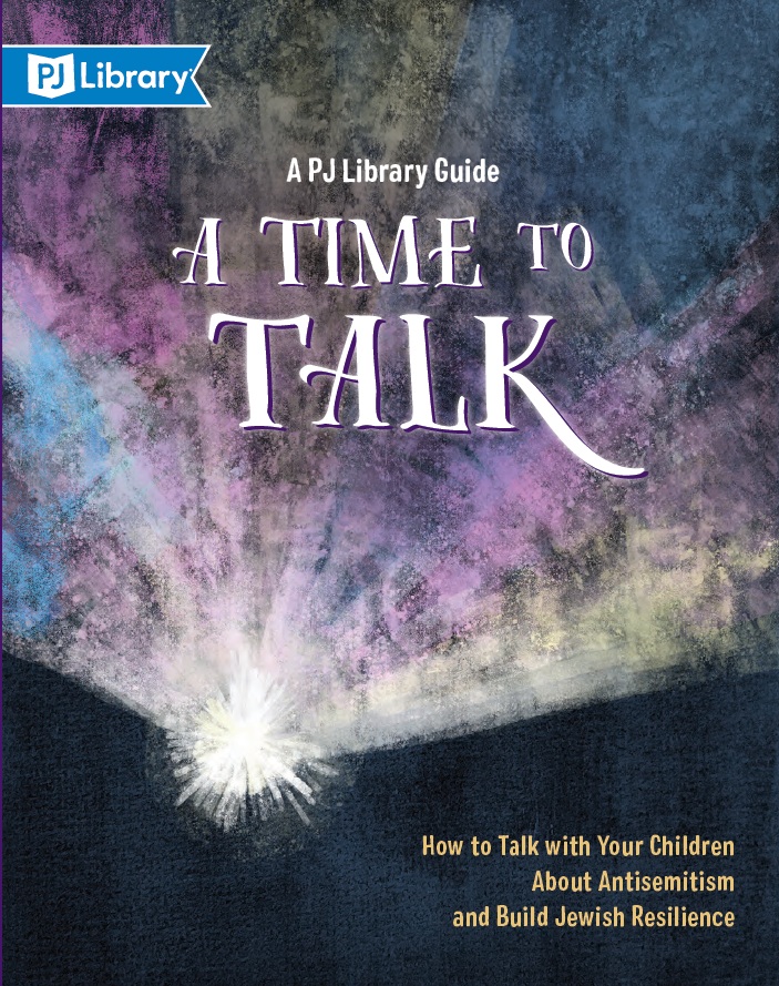 The illustrated cover of the Time to Talk guide book depicting a colorful sun beaming out from behind darkened mountains.