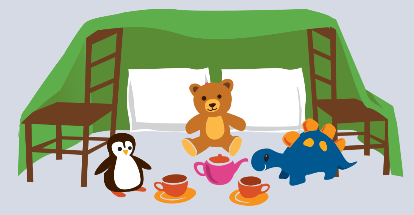 Sukkah Fort with Stuffed Animals
