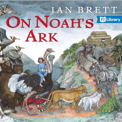 Noah's granddaughter is depicted along with many other wild animals traveling to the ark.