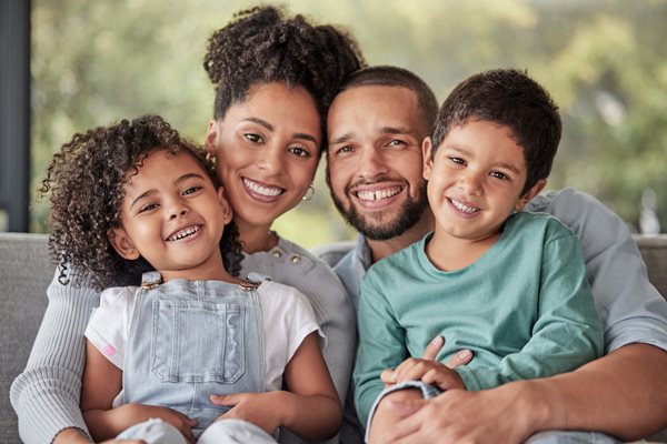 Smiling multicultural family