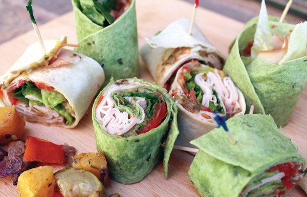 Roasted veggie roll up sandwiches
