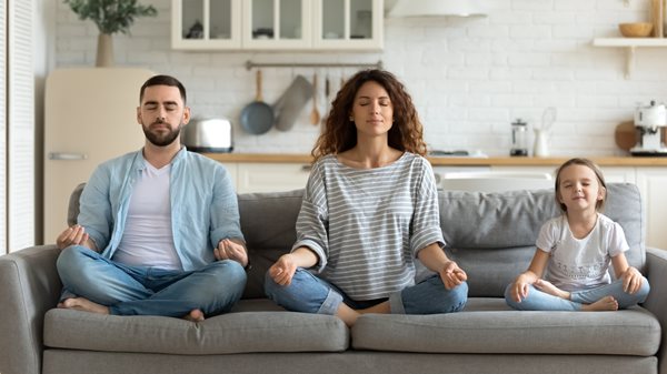 Family practicing mindfulness together