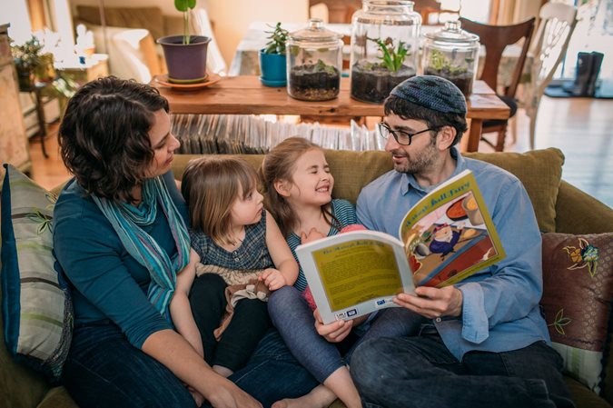 Family reading story together